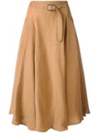 Sportmax Buckle Detail Skirt, Women's, Size: 40, Brown, Viscose/linen/flax/polyester