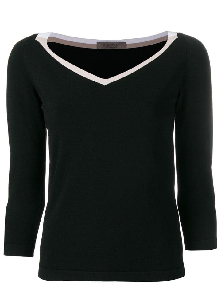 D.exterior V-neck Pullover - Black