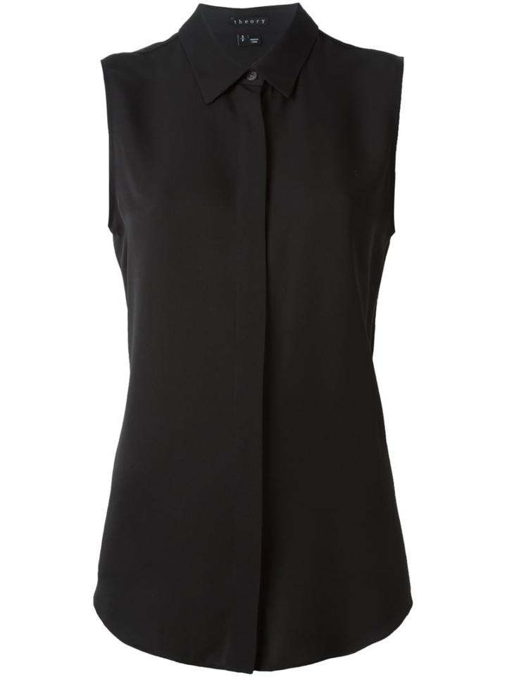 Theory Sleeveless Shirt, Women's, Size: Medium, Black, Silk
