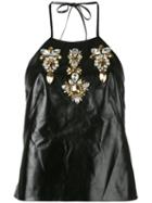 Stefano De Lellis - Embellished Tank - Women - Goat Skin/sheep Skin/shearling/acetate/bemberg - 42, Black, Goat Skin/sheep Skin/shearling/acetate/bemberg