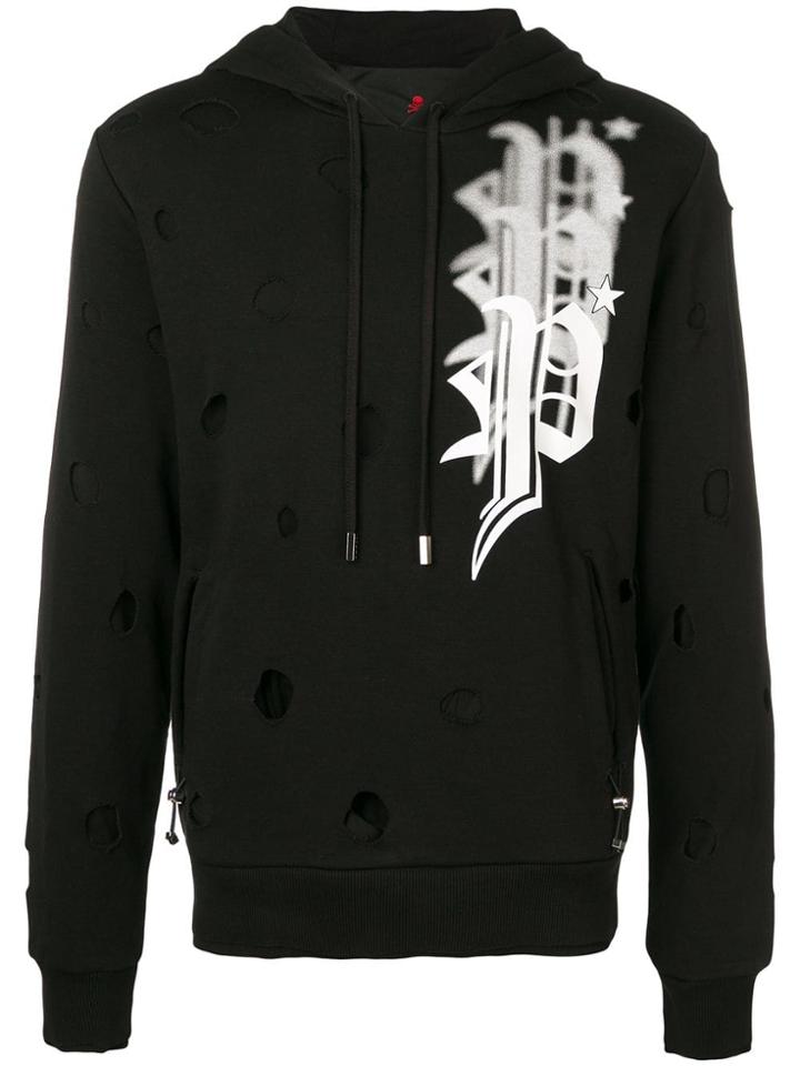 Philipp Plein Logo Hooded Sweatshirt - Black