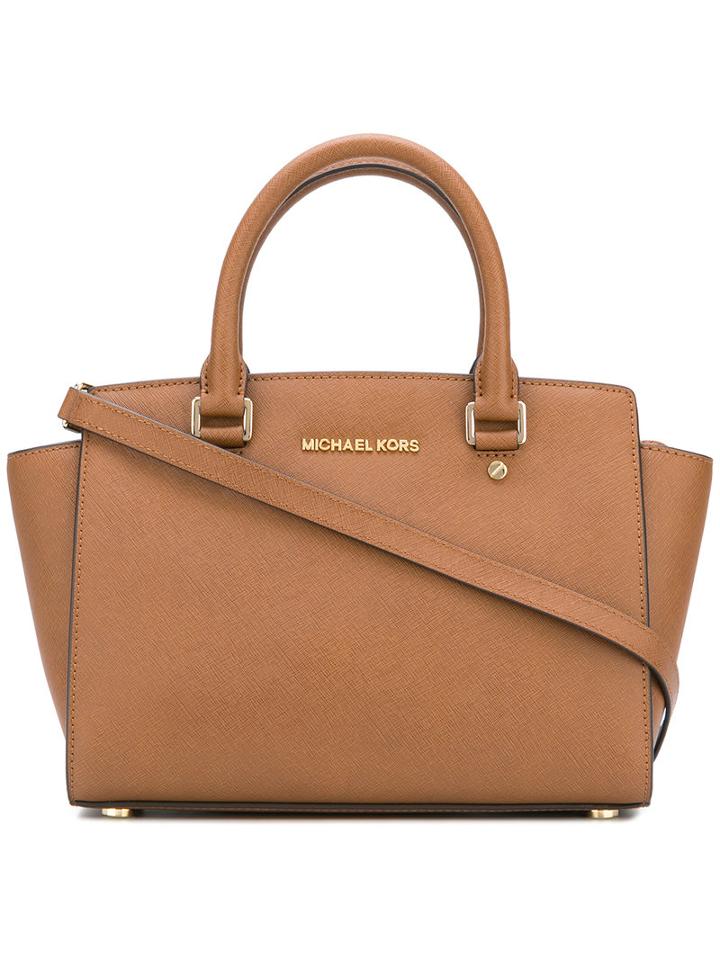 Michael Kors Selma Handbag, Women's, Brown, Leather