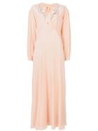 Miu Miu Embellished Neck Maxi Dress - Pink & Purple