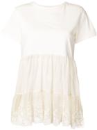Semicouture Tiered Lace T-shirt - Neutrals