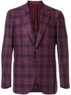 Isaia Checked Suit Jacket - Red