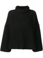 Joseph Roll-neck Flared Sweater - Black