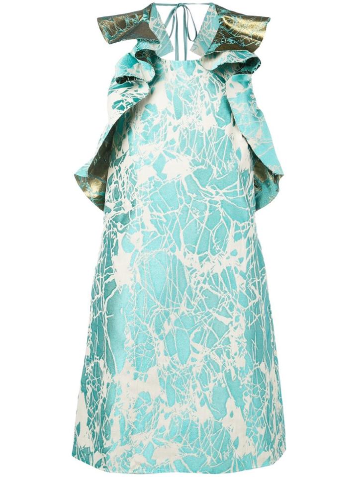 Ultràchic Marble-jacquard Dress - Blue