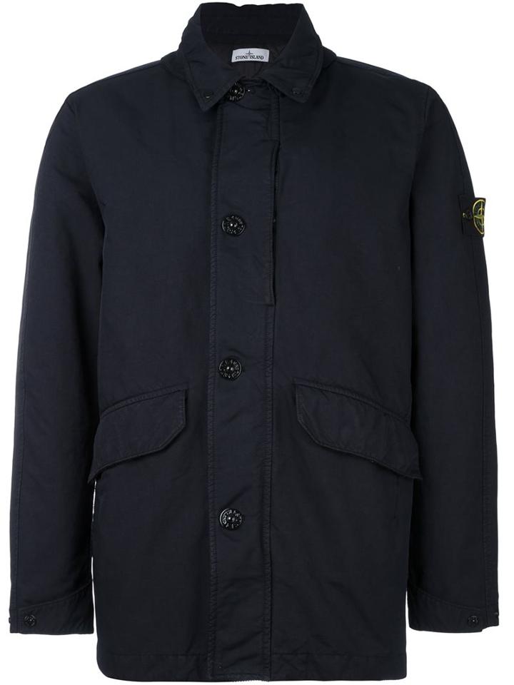 Stone Island Flap Pockets Zipped Jacket, Men's, Size: Xl, Blue, Polyamide/polyester/polyurethane Resin