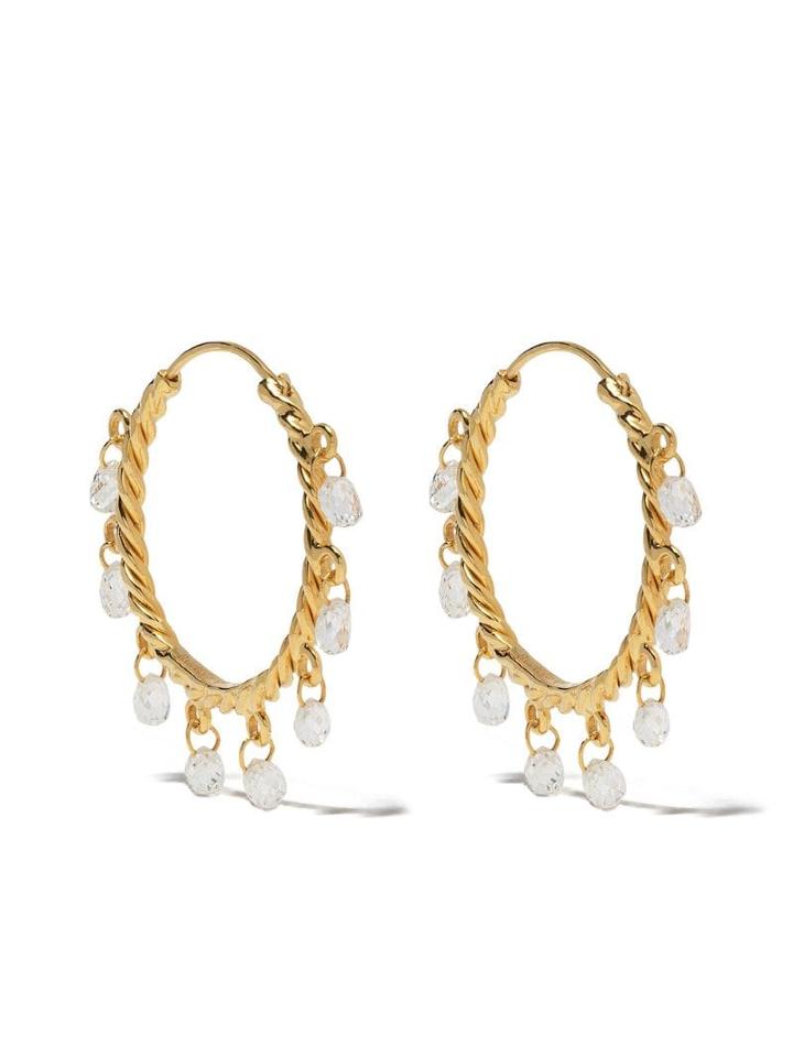 Patcharavipa 18kt Yellow Gold Butterfly Diamond Hoops