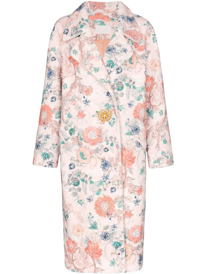 Peter Pilotto Bouclé Floral Jewel Button Coat - Multicolour