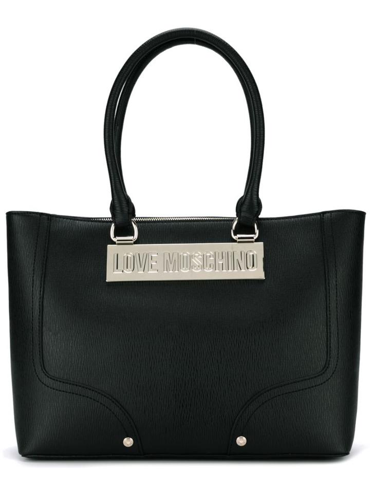 Love Moschino Logo Plaque Big Tote, Women's, Black, Pvc