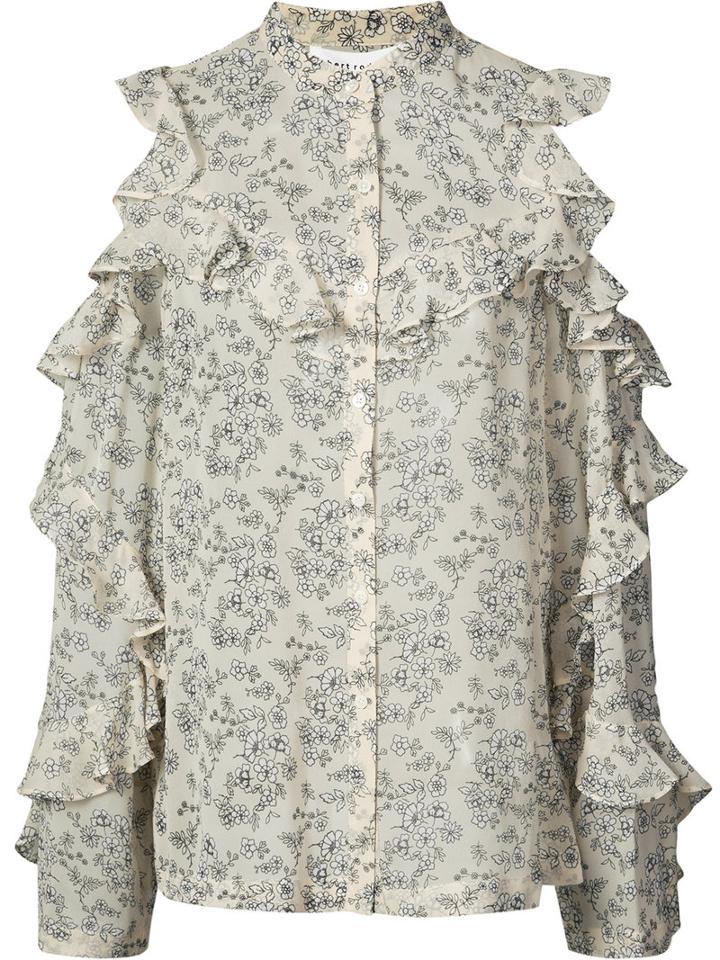 Robert Rodriguez - Sheer Floral Blouse - Women - Silk - 6, Nude/neutrals, Silk