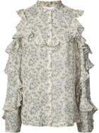 Robert Rodriguez - Sheer Floral Blouse - Women - Silk - 6, Nude/neutrals, Silk