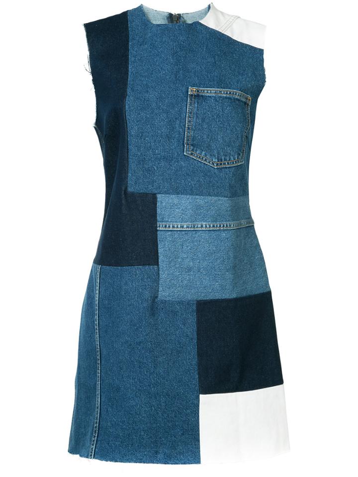Grlfrnd Patched Mini Denim Dress - Blue