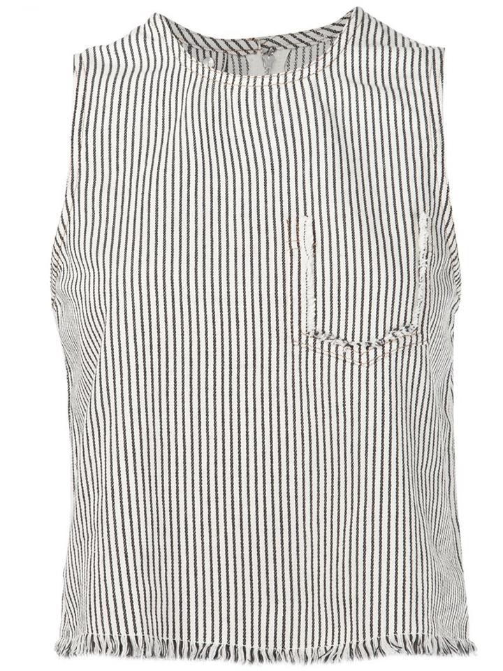 T By Alexander Wang Striped Top, Women's, Size: 0, White, Cotton