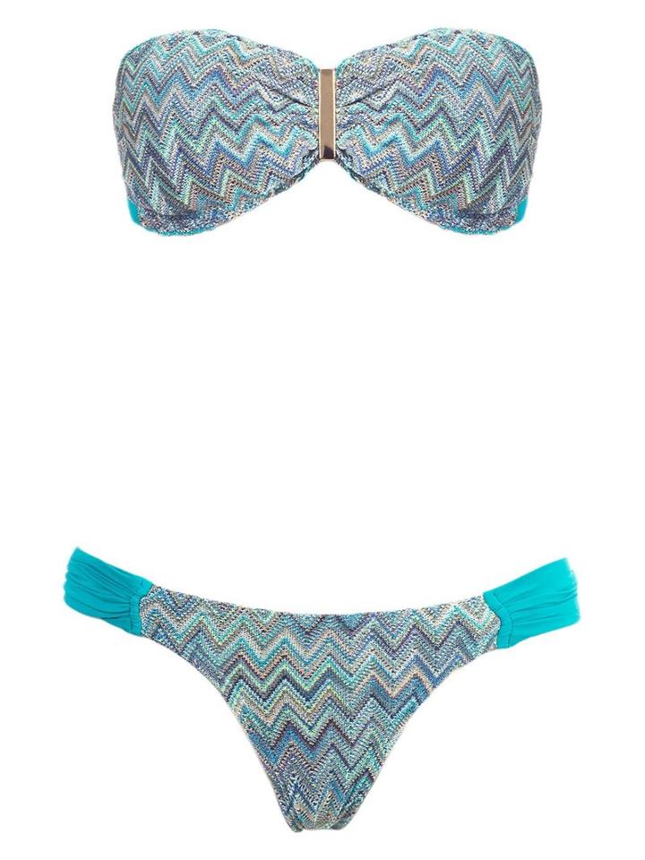 Brigitte Printed Bandeau Bikini Set, Women's, Size: Medium, Blue, Polyamide/spandex/elastane