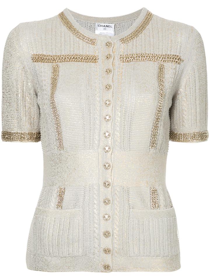 Chanel Vintage Chain Trim Slim Fit Cardigan - Grey