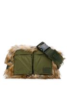 Sacai Faux-fur Panel Belt Bag - Green
