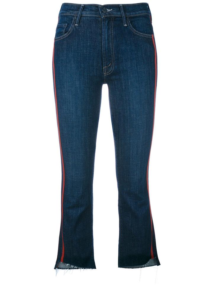 Mother - Side Stripe Cropped Jeans - Women - Cotton/polyester/spandex/elastane - 28, Blue, Cotton/polyester/spandex/elastane