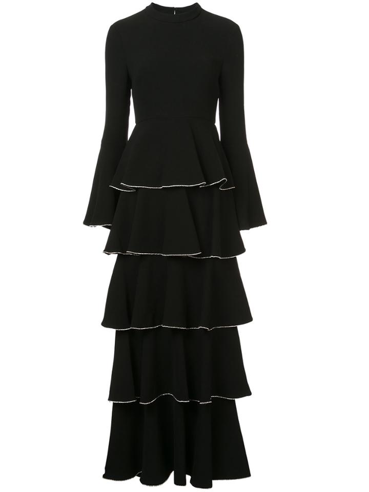 Rachel Zoe Frill Layered Maxi Dress - Black