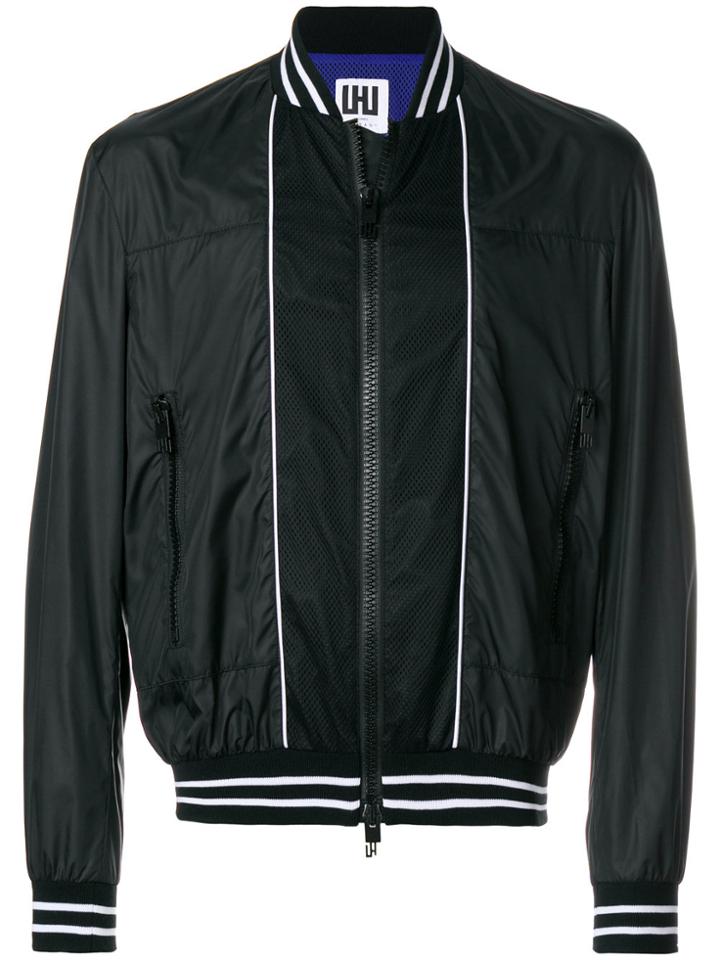 Les Hommes Urban Mesh Panel Bomber Jacket - Black