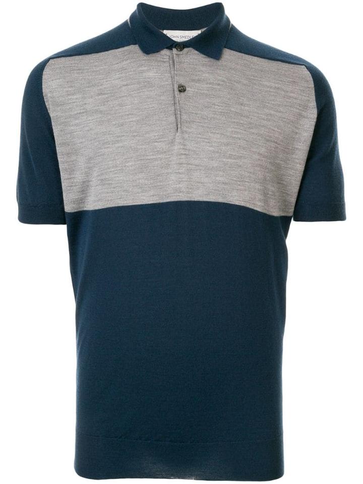 John Smedley Two-tone Polo Shirt - Blue