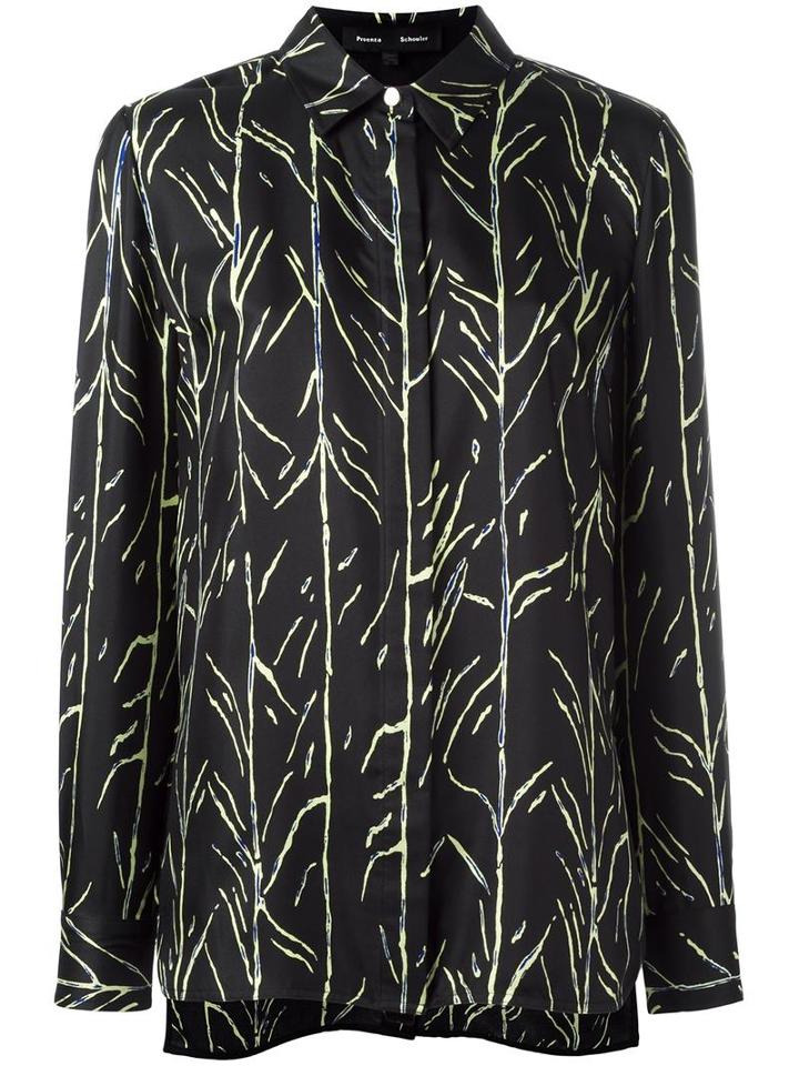 Proenza Schouler Branch Print Shirt, Women's, Size: 6, Black, Silk/viscose