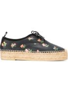 Saint Laurent Floral Espadrilles, Women's, Size: 37.5, Black, Leather/rubber