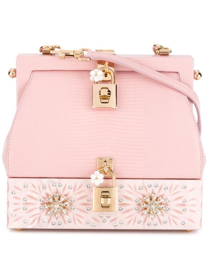 Dolce & Gabbana Dolce Crossbody Bag, Women's, Pink/purple, Calf Leather/plexiglass