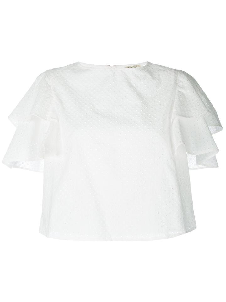 Daniele Carlotta Ruffled Sleeve Blouse, Women's, Size: 40, White, Cotton