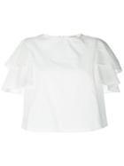 Daniele Carlotta Ruffled Sleeve Blouse, Women's, Size: 40, White, Cotton