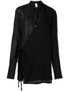 Damir Doma Tie Front Blouse, Women's, Size: Xs, Black, Viscose/virgin Wool