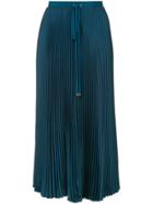 Tibi Mendini Twill Pleated Skirt - Blue