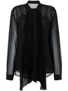 Michael Michael Kors Semi Sheer Bow Neck Shirt, Women's, Size: Small, Black, Polyester