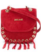 Just Cavalli Fringed Cross Body Bag, Women's, Red, Calf Suede