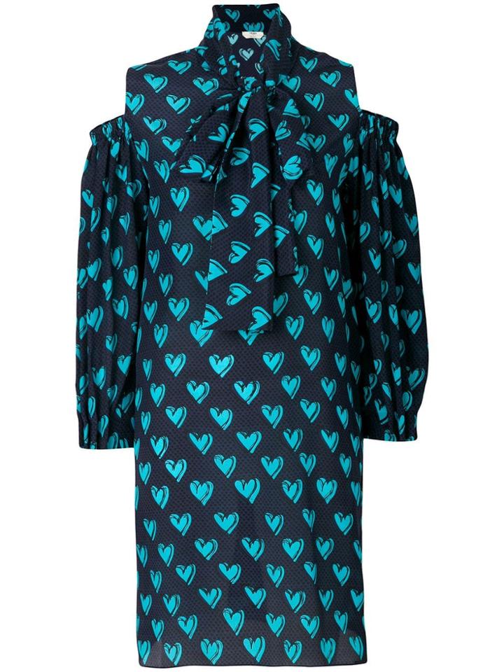 Fendi Heart Print Shirt Dress - Blue