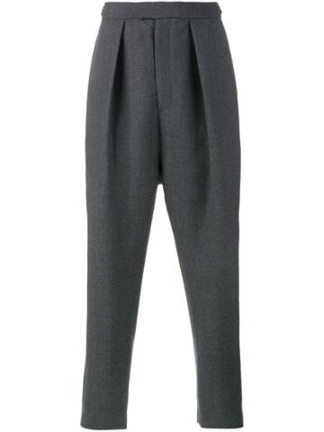 Curieux Pleated Tapered Trousers - Grey
