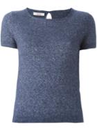 Liska Shortsleeved Knit Top, Women's, Size: Large, Blue, Silk/cashmere