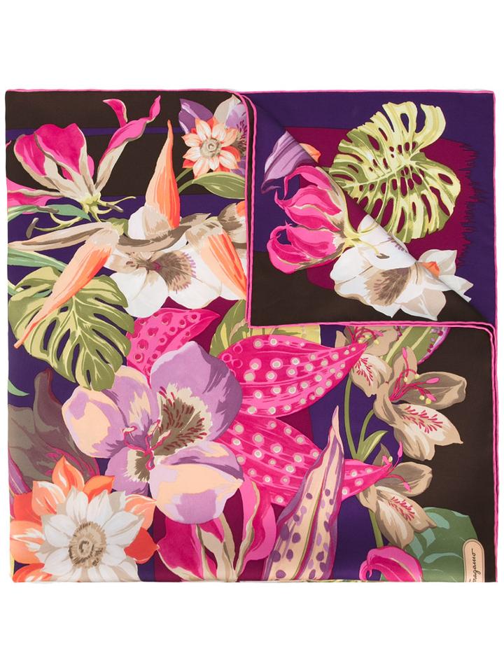 Salvatore Ferragamo - Hibiscus Flower Print Scarf - Women - Silk - One Size, Women's, Silk
