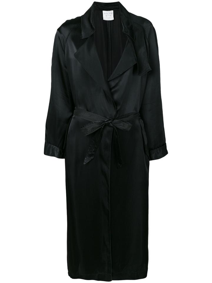 Forte Forte Satin Tie-waist Vampy Collar Coat - Black