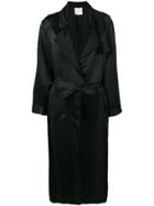 Forte Forte Satin Tie-waist Vampy Collar Coat - Black