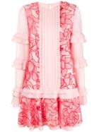 Three Floor Floral Printed Dress - Pink