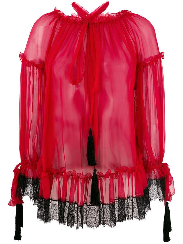 Alberta Ferretti - Color Block Blouse - Women - Silk/polyamide/rayon - 40, Red, Silk/polyamide/rayon