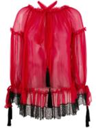 Alberta Ferretti - Color Block Blouse - Women - Silk/polyamide/rayon - 40, Red, Silk/polyamide/rayon