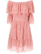 Perseverance London Bardot Lace Dress - Pink & Purple