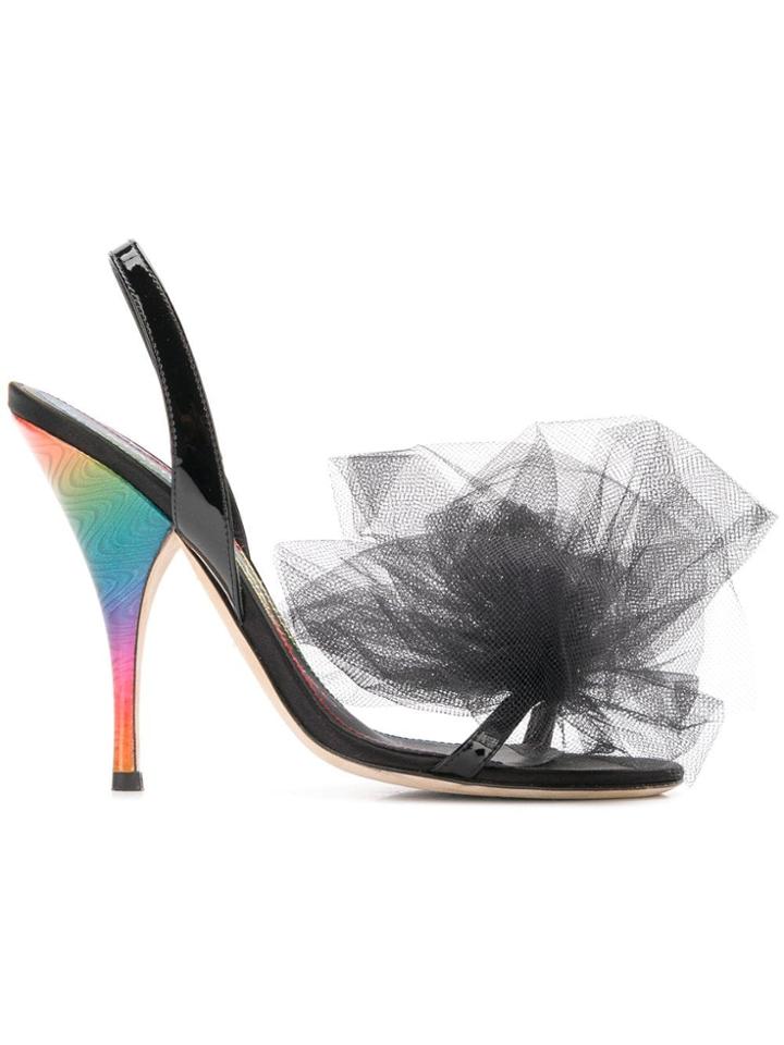 Marco De Vincenzo Maxi Tulle Bow Sandals - Black