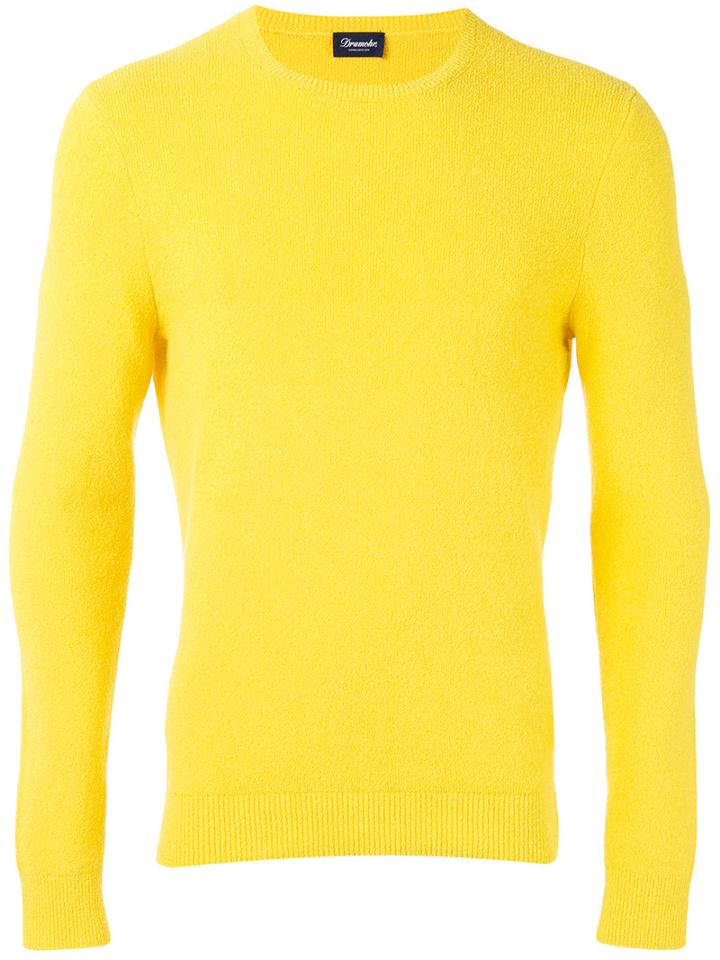 Drumohr - Crew Neck Jumper - Men - Cotton/polyamide - 46, Yellow/orange, Cotton/polyamide