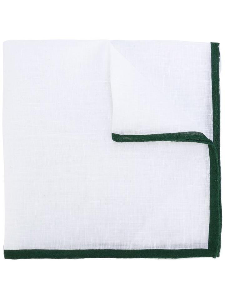 Fashion Clinic Timeless - Contrast Trim Pocket Square - Men - Linen/flax - One Size, White, Linen/flax