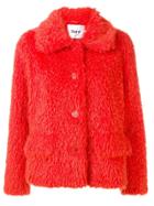 Stand Faux Fur Jacket - Red