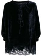 Ermanno Ermanno Bell Sleeve Lace Insert Top - Blue